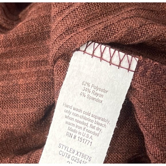 Gilli One Shoulder Ribbed Top Womens 1XL Brown Polyester Blend Casual Plus NEW - Picture 4 of 4